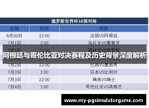 阿根廷与哥伦比亚对决赛程及历史背景深度解析