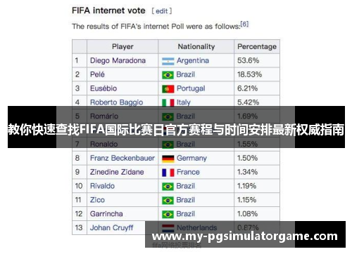 教你快速查找FIFA国际比赛日官方赛程与时间安排最新权威指南